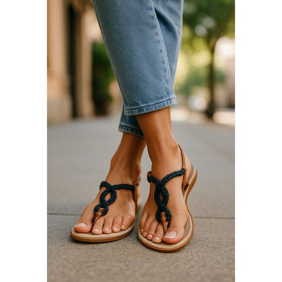 Nautica Sandal Canvas Braided Criss Cross SZ 9 Resort Wear Boating Beachy Pool - Picture 1 of 9